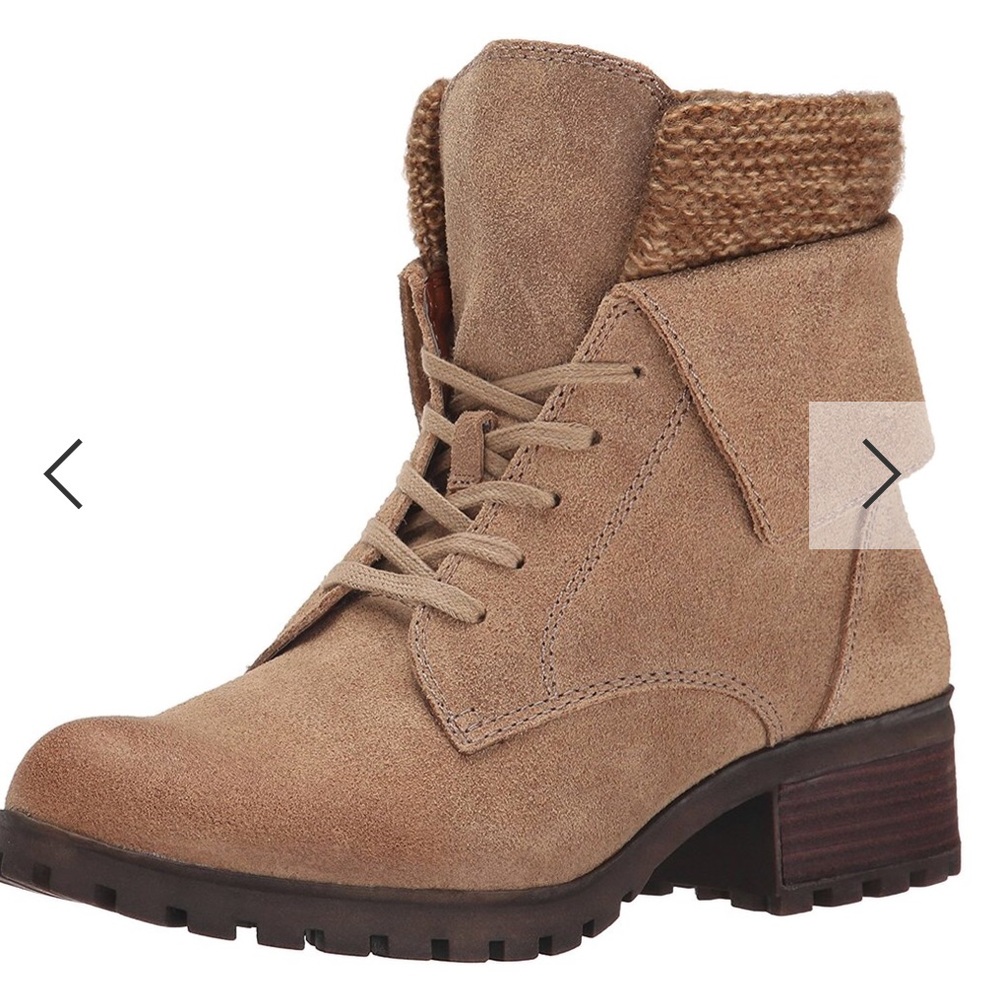 Lucky brand tan huntress suede lace up booties